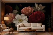 vintage bloemen behang op zwarte achtergrond modern en sfeervol fotobehang